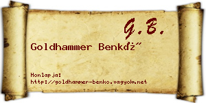 Goldhammer Benkő névjegykártya